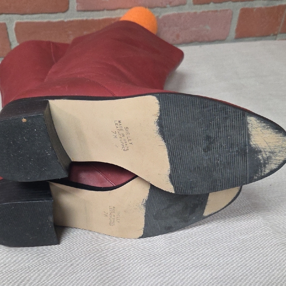 Markon Elegant Red Leather Tall Boots Sz 7m - Picture 4 of 4